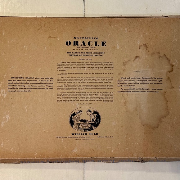 Rare William Fuld Mystifying Oracle Ouija Board with Planche and Box - Picture 13 of 14